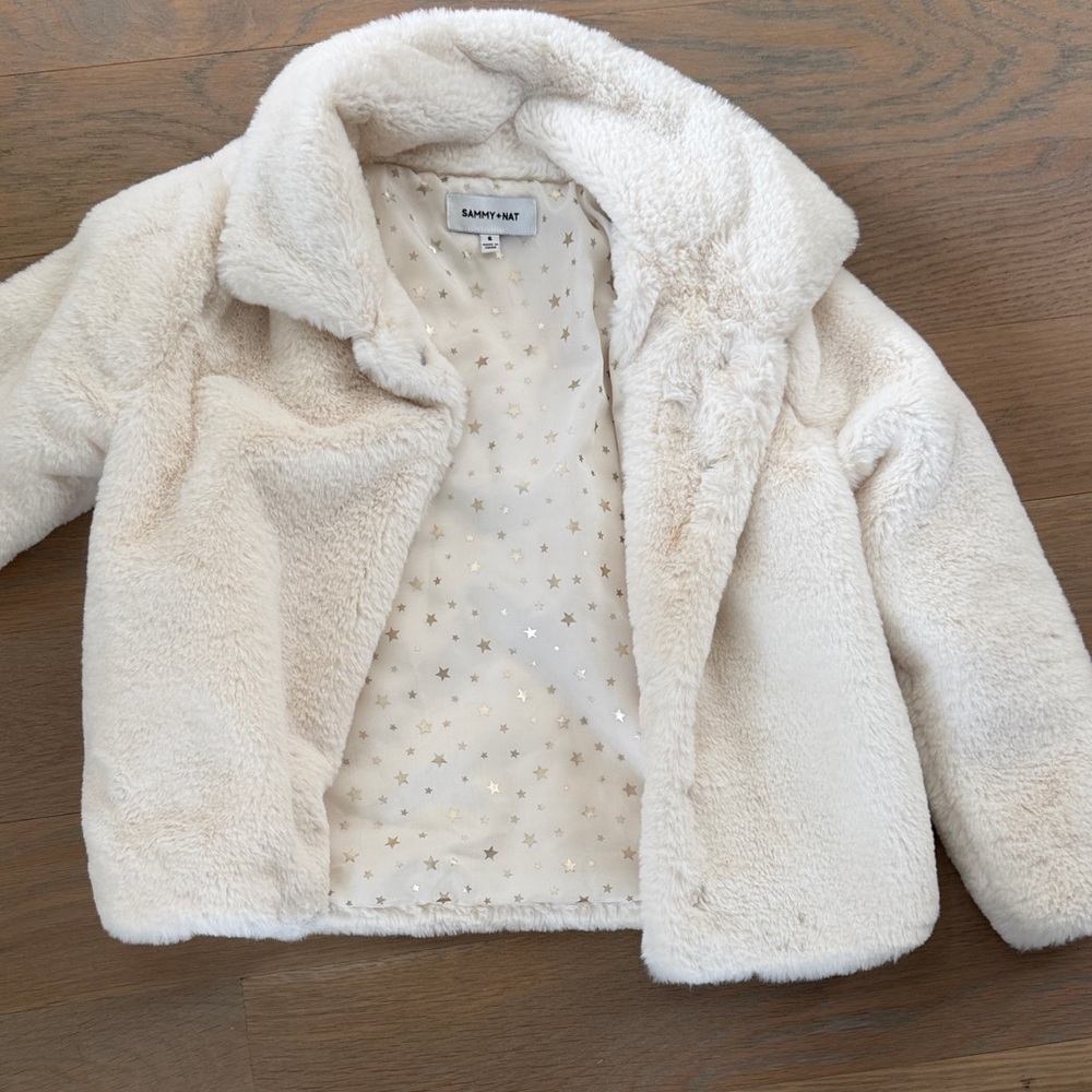 Sammy + Nat Cream Faux Fur Star-Lined Girls' Coat